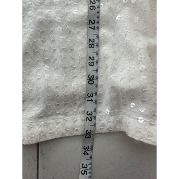 Anthropologie Pilcro Womens Button Up Top Size 3X White Sequin Long Sleeve Bling - Picture 14 of 16